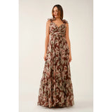 Autumn Reverie Floral Ruffle Maxi Dress