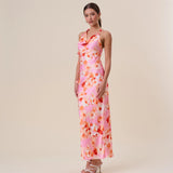 Blush Petals Halter Maxi Dress