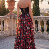 Romantic Corset Floral Tiered Dress