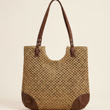 Woven Hollow-Out Shoulder Tote Bag