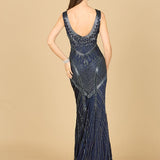 Lara 33552 - Fitted Dress With Tonal Beading