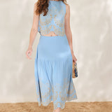 SKY BLOOM WOVEN EYELET TOP