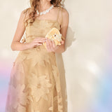 SANDY BLOOM FLORAL WOVEN LACE MIDI DRESS