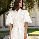 BROMELIA DRESS MINI IN EMBROIDERY GARDEN OFF WHITE