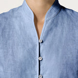 100% Linen Hand Button Fitted Jacket AMELIA