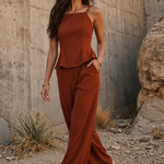 Flying Tomato Autumn Rust Flowy Woven Top