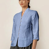 100% Linen Hand Button Fitted Jacket AMELIA
