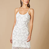 Lara Demi Beaded Short Fringe Wedding Dress