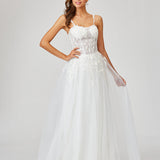 Lara 51042 - Sheer Bodice Lace Bridal Ballgown OUTLET