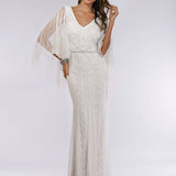 Lara Ella Beaded Cape Sleeve Wedding Dress