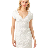 Lara Cam V-Neck Beaded Mini Sheath Dress