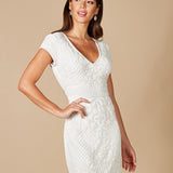 Lara Cam V-Neck Beaded Mini Sheath Dress