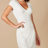 Lara Cam V-Neck Beaded Mini Sheath Dress