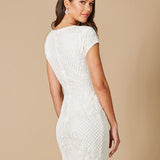 Lara Cam V-Neck Beaded Mini Sheath Dress