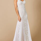 Lara Greta Beaded V-Neck Tulle Wedding Dress with Contrast Lining