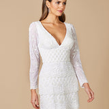 Lara Goldie Beaded V-Neck Mini Dress