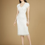 Cap Sleeve Midi Bridal Gown