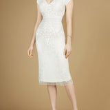 Cap Sleeve Midi Bridal Gown