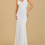 Beaded Spaghetti Strap Mermaid Gown