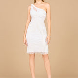 One Shoulder Fringe Short Bridal Dress