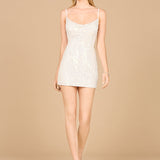 Sequin Cowl Neck Bridal Mini Dress