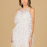 Bridal Cocktail Dress with Feathers