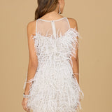 Bridal Cocktail Dress with Feathers