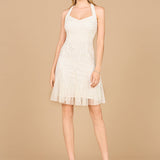 Beaded Halter Neck Bridal Midi Dress