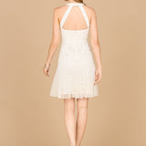 Beaded Halter Neck Bridal Midi Dress