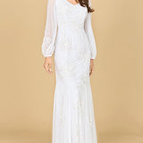 Long Sleeve Beaded Bridal Gown