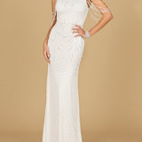 Halter Neck Gown with Fringe