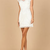 Beaded Bridal Short Dress with Cap Sleeves