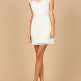 Beaded Bridal Short Dress with Cap Sleeves