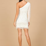 One Sleeve Beaded Cocktail Dress with Fringe