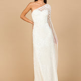 One Sleeve Beaded Bridal Gown