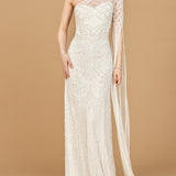 One Sleeve Beaded Bridal Gown