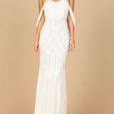 Beaded Gown with Cape Detail