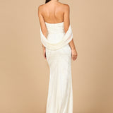 Beaded Gown with Cape Detail