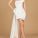 Strapless Bridal Cocktail Dress with Train
