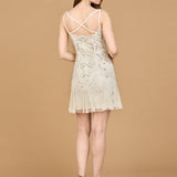Lara 51211- Beaded Mini Wedding Dress with Godets