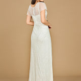 Beaded Flutter Sleeve Wedding Gown | Lara 51219