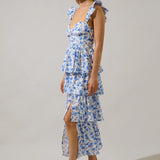 Something Blue Tiered Midi Dress