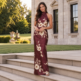 BORDEAUX IVORY BLOOM WOVEN MAXI DRESS