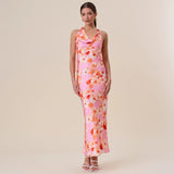 Blush Petals Halter Maxi Dress