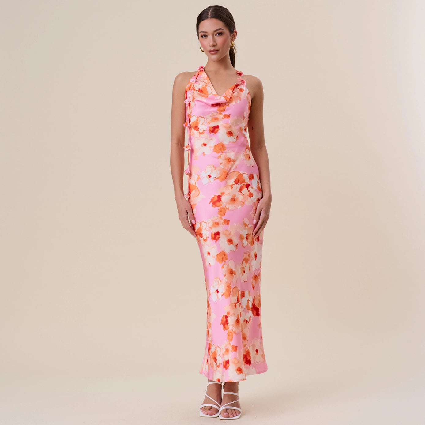Blush Petals Halter Maxi Dress