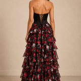 Romantic Corset Floral Tiered Dress