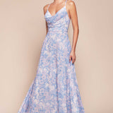 Ladivine 7444 Dress A-Line Soft Satin Print Dress