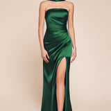 Ladivine 7451 Dress Strapless Satin Gown with Sash