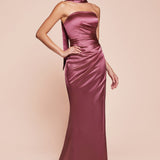Ladivine 7451 Dress Strapless Satin Gown with Sash