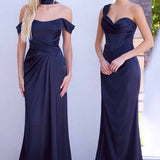 CLEARANCE - Ladivine 7452 Dress Off the Shoulder Sage Green Satin Gown (Size 10)